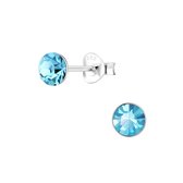 Joy|S - Zilveren 5 mm oorknoppen - kristal blauw