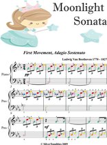 Moonlight Sonata 1st Mvt Easy Elementary Piano Sheet Music with Colored Notes