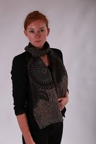 1001musthaves.com Cashmere dames sjaal in bruin zwart en grijstinten 30 x 160 cm