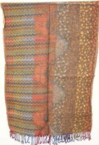 1001musthaves.com Wollen dames sjaal in groen tinten met roestig oranje 70 x 180 cm