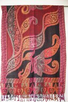 1001musthaves.com Wollen dames sjaal zwart rood oranje 70 x 200 cm
