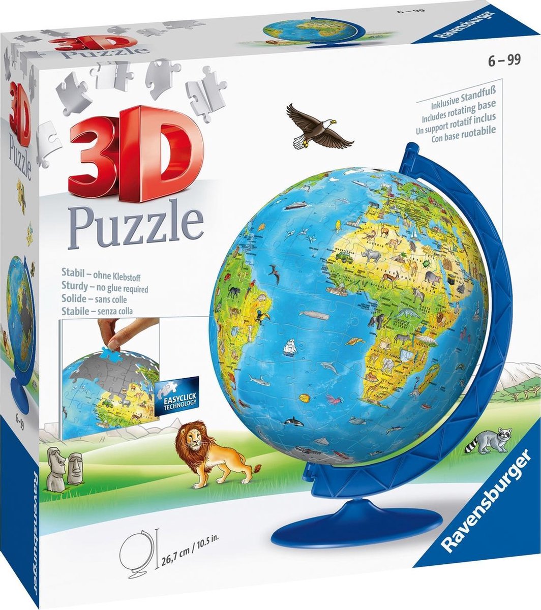 gebruik toenemen verhaal Ravensburger XXL Kinder globe (Engels) - 3D Puzzel - 180 stukjes | bol.com