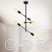 B.K.Licht - Industriële Plafondlamp - zwart - decoratiev - draaibaar - retro - metaal - met E27 fitting - excl. lichtbron