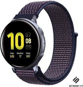 Nylon Smartwatch bandje - Geschikt voor  Samsung Galaxy Watch Active / Active2 nylon band - paars-blauw - Strap-it Horlogeband / Polsband / Armband