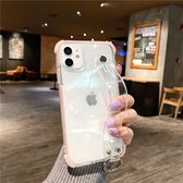iPhone 11 Hoesje Roze Siliconen met Plastic Strap