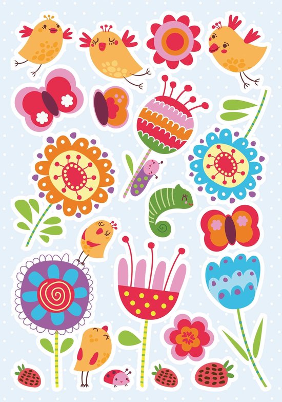 Muurstickers Vogels en Bloemen