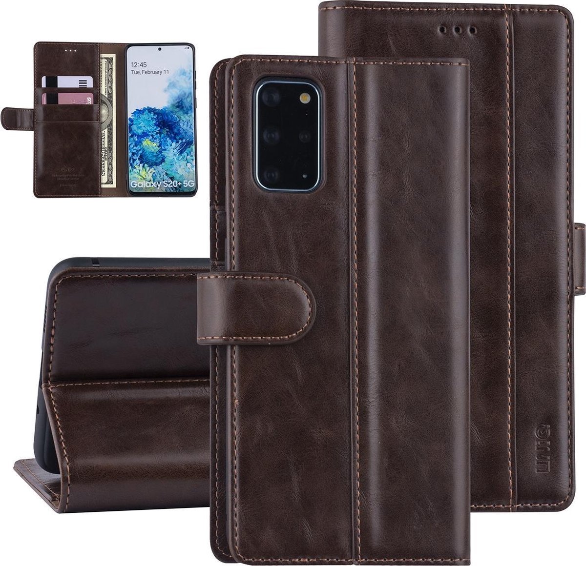 DonkerBruin hoesje Samsung Galaxy S20 Plus - Book Case - PU leather
