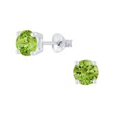 Joy|S - Zilveren rond oorbellen - 6 mm - zirkonia olijf groen
