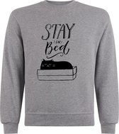 Sweater zonder capuchon - Jumper - Trui - Vest - Lifestyle sweater - Chill Sweater - Kat - Cat - Stay In Bed - S.Grey - XS