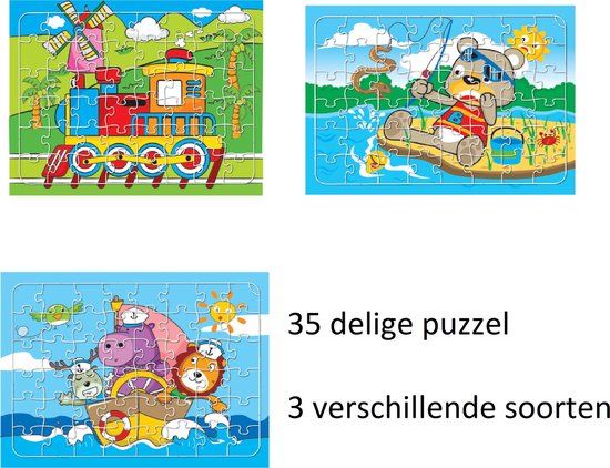 Pakket met 3 puzzels, 35 stukjes – puzzel XXL extra groot – dierenpuzzel –  vanaf 4... | bol.com