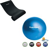 Tunturi - Fitness Set - Fitnessmat 160 x 60 x 0,7 cm - Gymball Blauw 90 cm