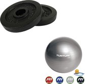 Tunturi - Fitness Set - Halterschijven 2 x 1,25 kg - Gymball Zilver 75 cm