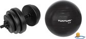 Tunturi - Fitness Set - Vinyl Halterset 15 kg  - Gymball Zwart 55 cm