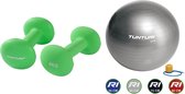 Tunturi - Fitness Set - Neopreen Dumbbellset 2 x 4 kg - Gymball Zilver 65 cm