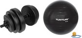 Tunturi - Fitness Set - Vinyl Halterset 15 kg  - Gymball Zwart 75 cm