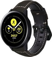 Leer Smartwatch bandje - Geschikt voor  Samsung Galaxy Watch active leren bandje - zwart - Horlogeband / Polsband / Armband