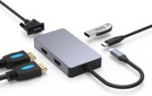 Sounix 5 in 1 Type C Hub - 1* USB 3.0 - 2 * HDMI 4K@30Hz - VGA - USB-C PD charging