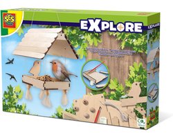foto van SES - Explore - Vogelvoederstation - Vogelhuis maken - je eigen houten vogelhuisje - inclusief draad en kralen - experimenteerdozen