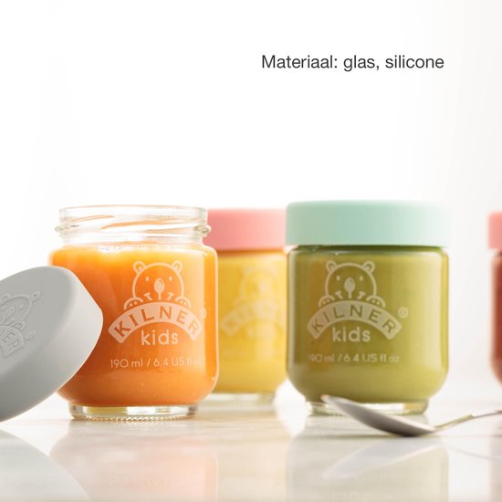 Kilner - Set van 6 voorraadpotten voor babyvoeding - Glas - Silicone deksels - 6 x 190 ml van Kilner — afbeelding 2