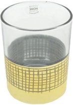 Theelichthouder glas transparant goud 10 cm