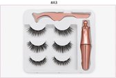 Magnetische wimpers met magnetische eyeliner en pincet - model A3 - set nepwimpers - natuurlijk -  nepwimpers aanbrengen was nog nooit zo makkelijk!
