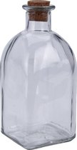 Glazen flesjes met kurk dop - 6x stuks - transparant - glas - 250 ml