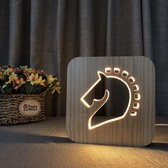 Houten Tafellamp / Nachtlamp - LED - Paard figuur