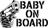 Stickerloods Baby on Board Gun -autoraam decal-raamsticker- 15x13cm