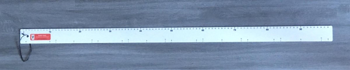 Liniaal 1meter, wit kunststof, 100 cm meetlat - Merkloos