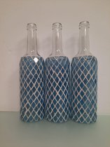 3x decoratieve fles lichtblauw