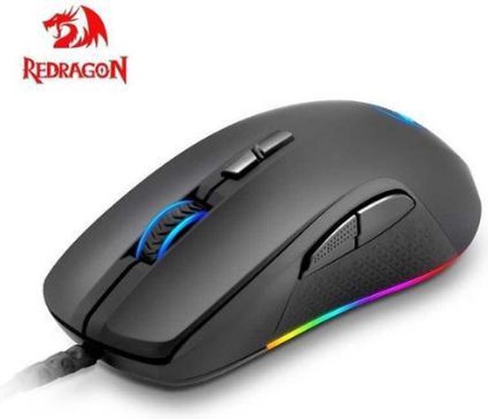 Redragon Gaming muis STORMRAGE M718| USB - Type-A Muis 10000 DPI | Zwarte Muis met RGB verlichting