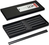 Asiansticks - Luxe Melamine Chopsticks - Zwart - 5 Paar - Cadeauset