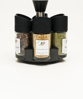 Bio-Store Luxe Kruidencarousel met 6 kruidenpotjes glas - kruidenstrooier - Kruidenrek -