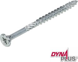 Dynaplus - Unischroef - POZI platkop - Pozidrive2 - 4,5 x 70 mm - Verzinkt - Voldraad (200 stuks)