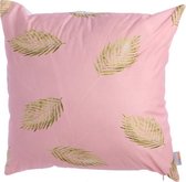 WOONENZO - Sierkussen 45x45 - goud - blaadjes - roze