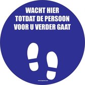 Vloersticker 'Wacht hier totdat de persoon voor u verder gaat', 150 mm