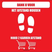 Vloersticker 'Houd 2 karren afstand', 300 mm