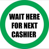Vloersticker 'Wait here for next cashier', 300 mm