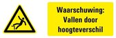 Waarschuwing voor vallen door hoogteverschil tekststicker 400 x 150 mm