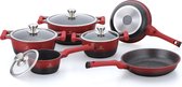 Herenthal - Batterie de cuisine complète de 10 pièces en rouge / Zwart