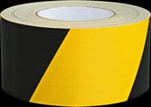 Signaaltape, rechtswijzend, geel/zwart, textielfolie, 75 mm, 25m / rol