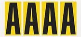 Letter stickers geel/zwart A-Z, teksthoogte: 95 mm