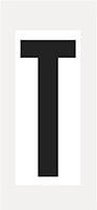 Letter stickers alfabet - 20 kaarten - zwart wit teksthoogte 150 mm Letter T