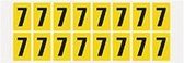 Cijfer stickers 0-9 - zelfklevende folie - 20 kaarten - geel zwart teksthoogte 25 mm Cijfer 7