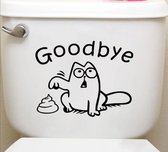 wc sticker cat Goodbye kat poes poep poop