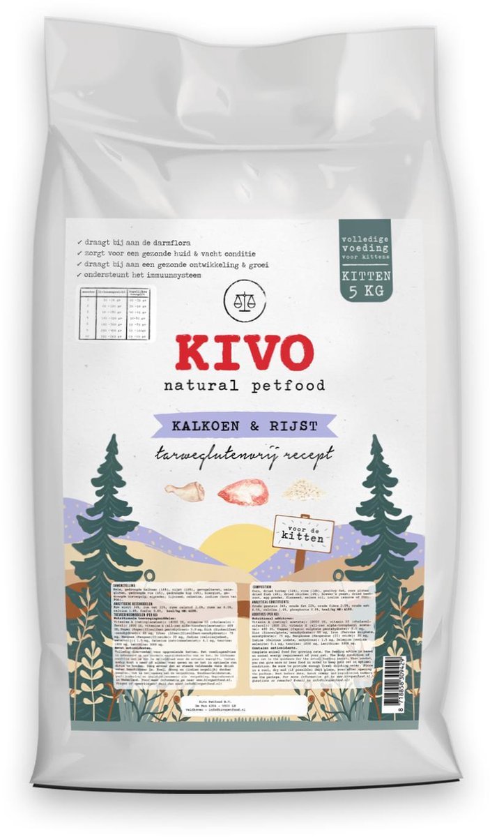 Kivo Petfood Kittenbrok Kalkoen & Rijst 5 kg - Tarweglutenvrij