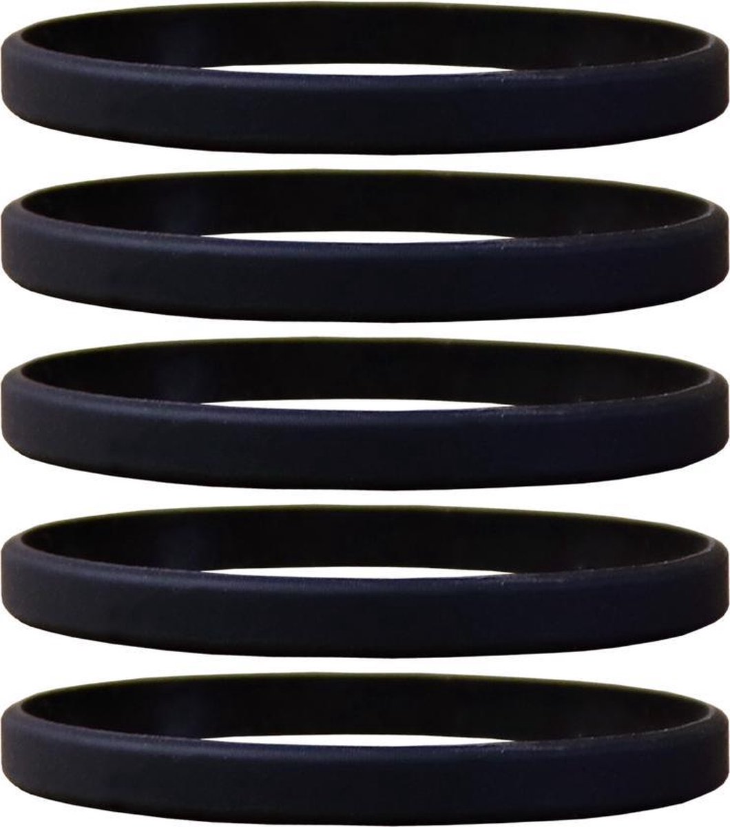 Dinilu - 60 x Smalle Siliconen Armbanden Zwart - voor volwassenen
