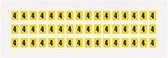 Cijfer stickers geel/zwart teksthoogte: 8 mm cijfer 4