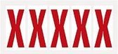 Letter stickers alfabet - 20 kaarten - rood wit teksthoogte 75 mm Letter X
