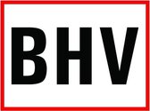 BHV tekststicker - zelfklevende folie - 200 x 150 mm - rood wit